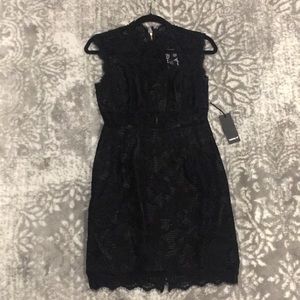 Black Lace and Faux Leather Dress sz S
